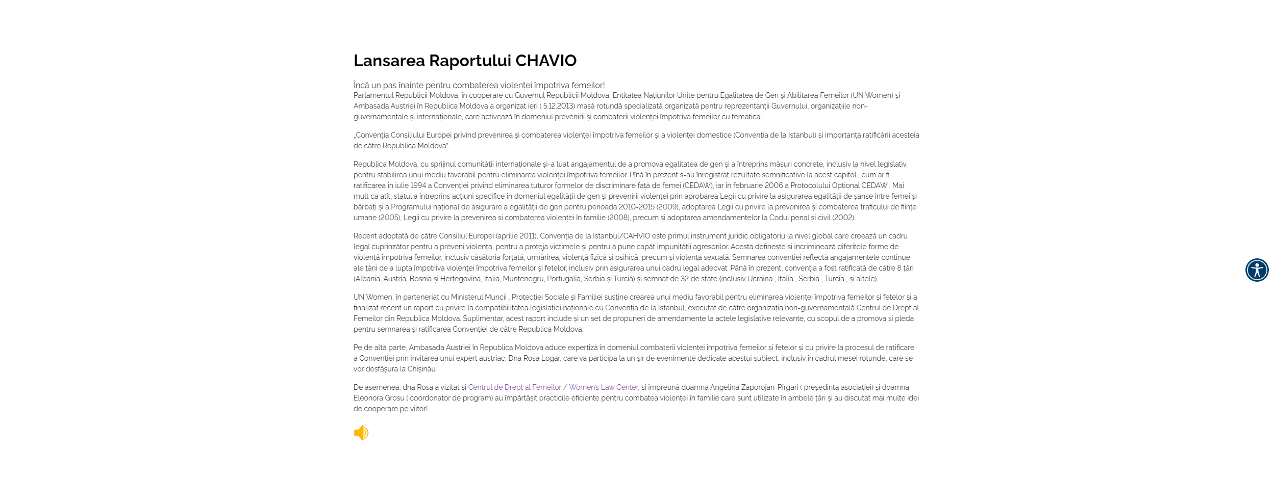 Lansarea Raportului CHAVIO