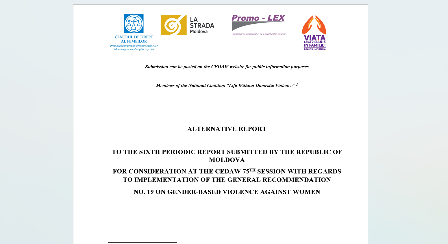Alternative report of civil society for the CEDAW Committee
