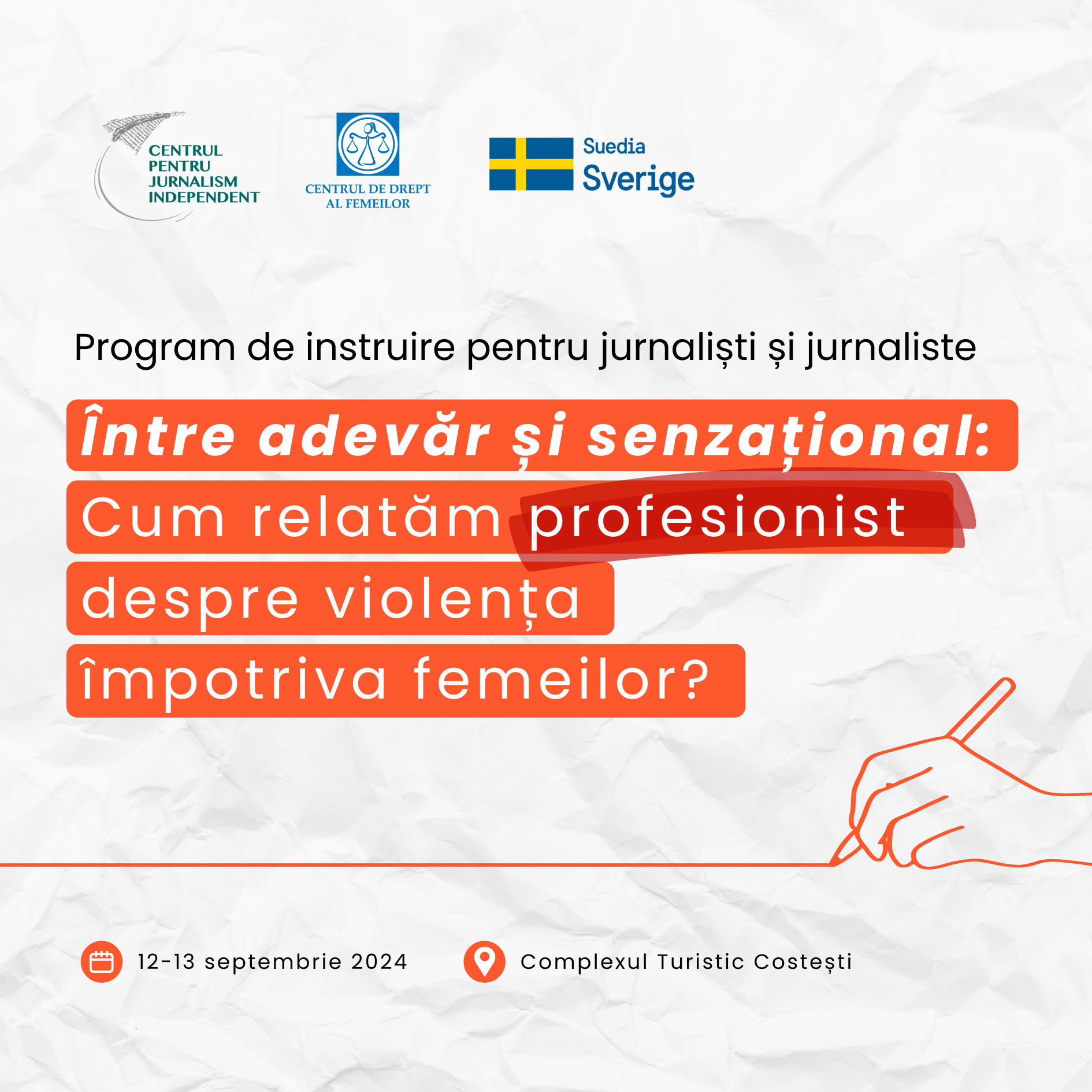 Program de instruire pentru jurnaliști și jurnaliste: „Între adevăr și senzațional: Cum relatăm profesionist despre violența împotriva femeilor?”