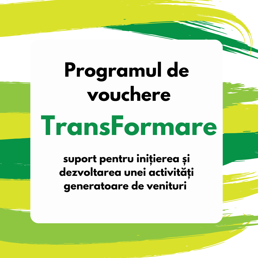 Lansarea apelului de propuneri în cadrul Programului de vouchere – TransFormare, suport pentru inițierea și dezvoltarea unei activități generatoare de venituri