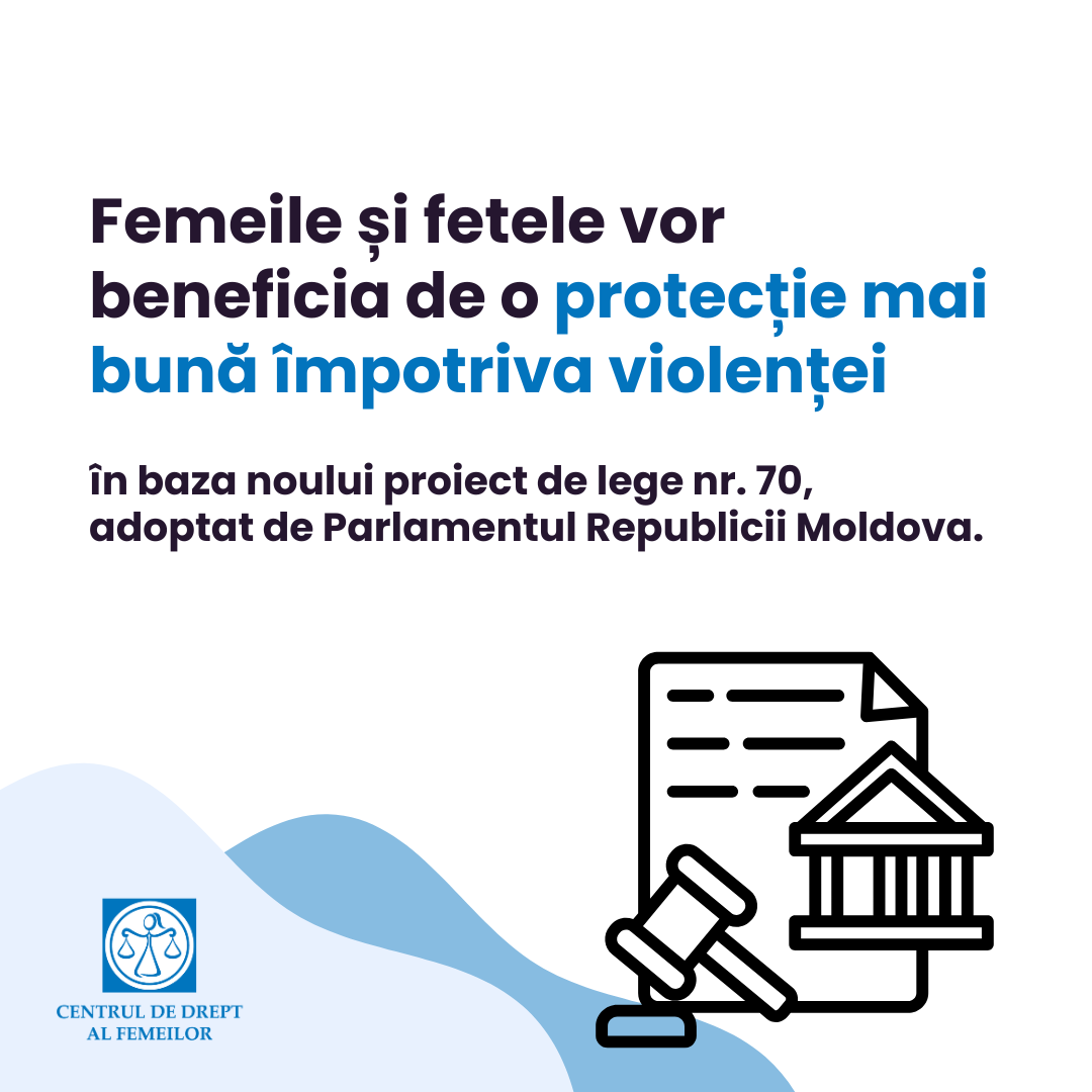 Femeile și fetele vor beneficia de o protecție mai bună împotriva violenței, în baza noului proiect de lege nr. 70, adoptat de Parlamentul Republicii Moldova